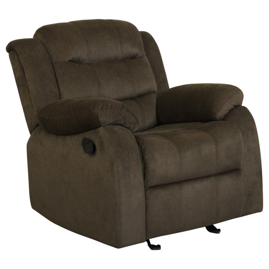 Rodman - Upholstered Padded Arm Glider Recliner - Olive Brown