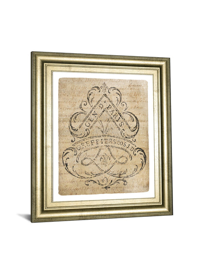 Letter Crest I Vintage V2 By Wild Apple Portfolio - Framed Print Wall Art - Beige