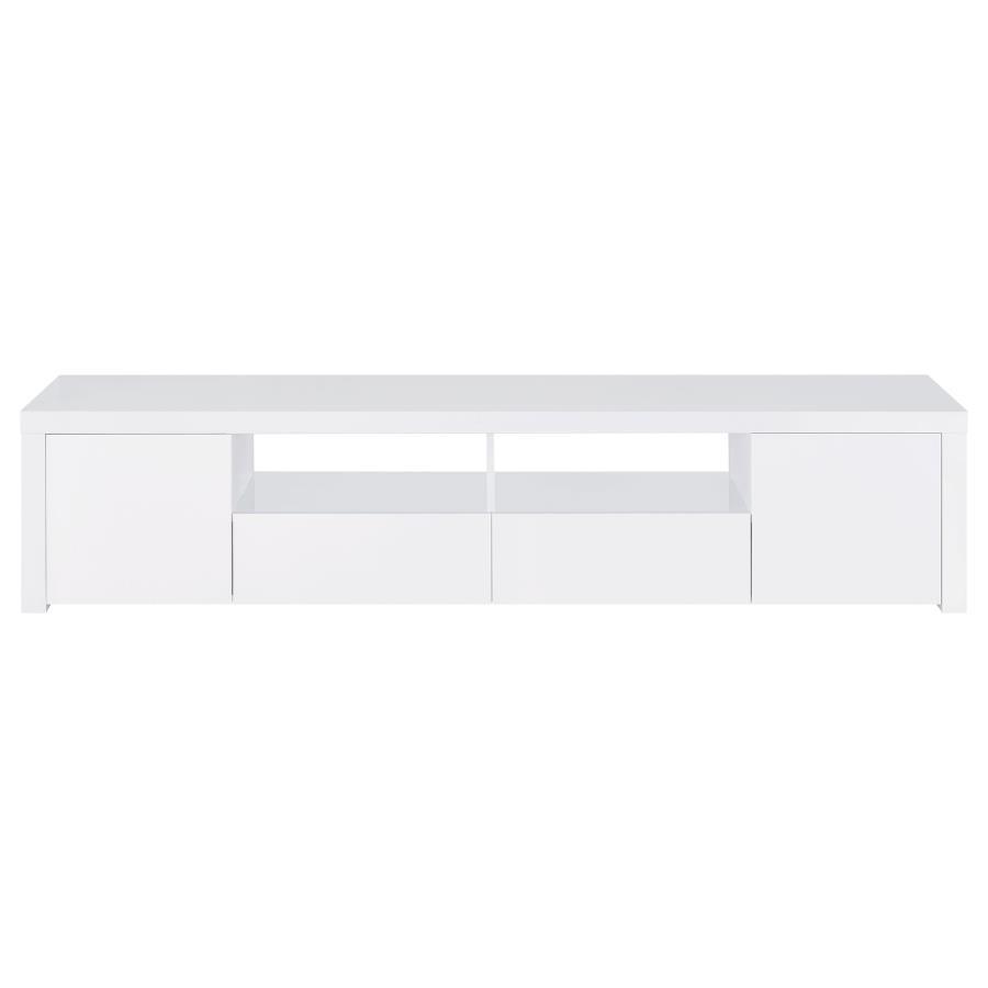 Jude - Mueble para TV de 79" con 2 puertas y cajones - Blanco brillante