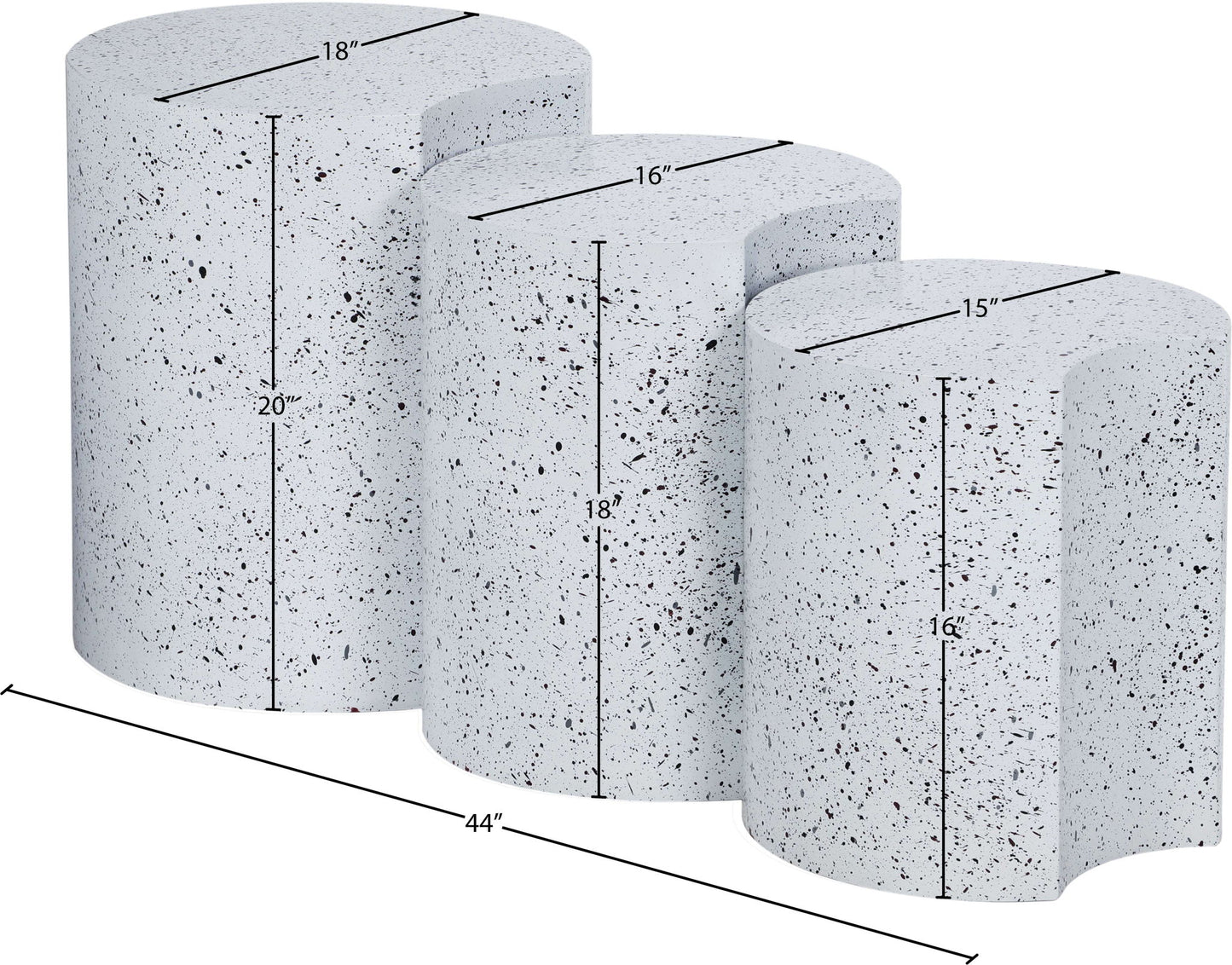 Dimple - 3 Piece Modular End Table - Terazzo Finish