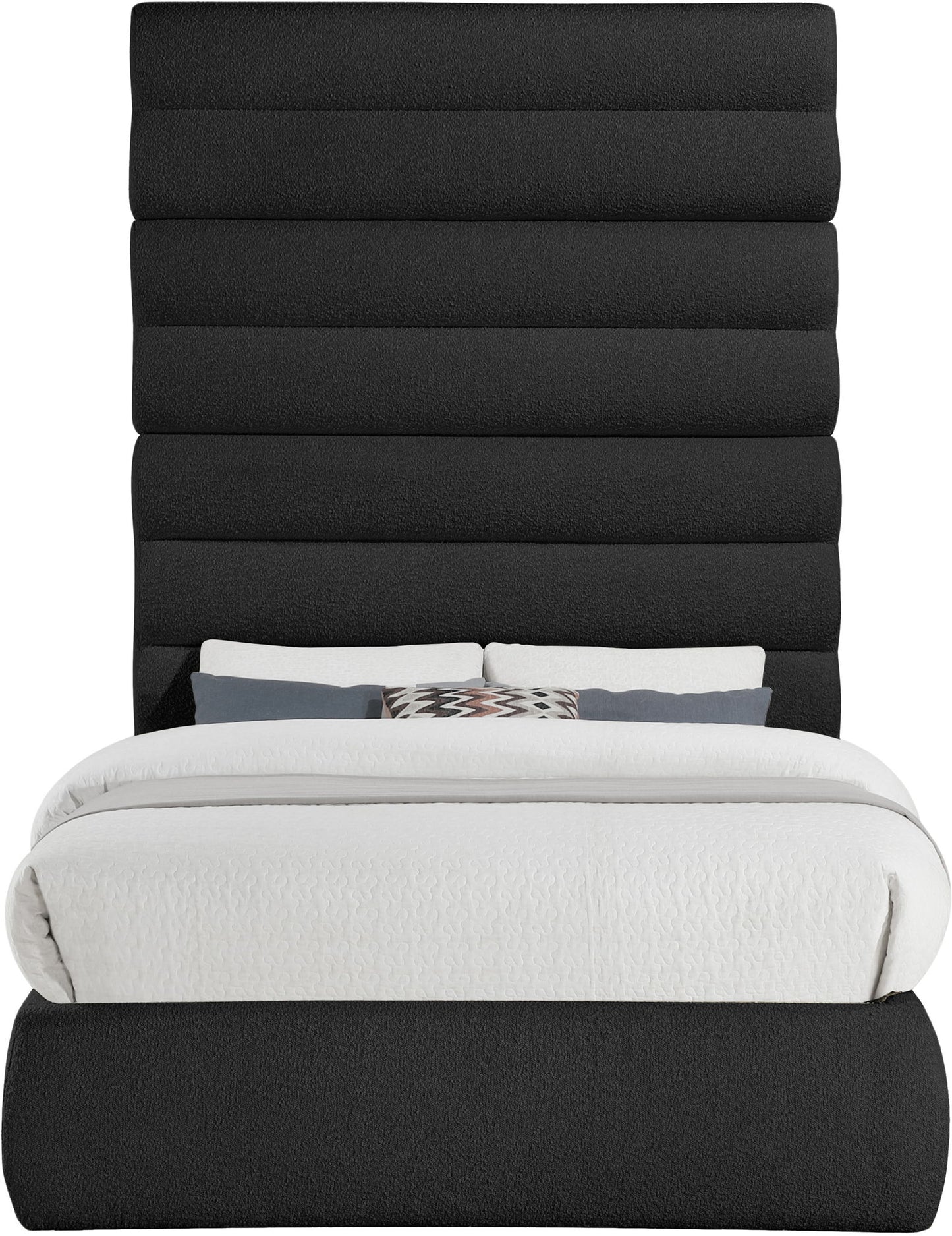 Adam - Boucle Fabric Bed With 89" Headboard