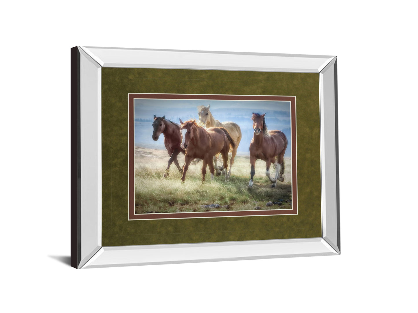 Morning Stroll By Wendy Caro - Mirror Framed Print Wall Art - Light Brown