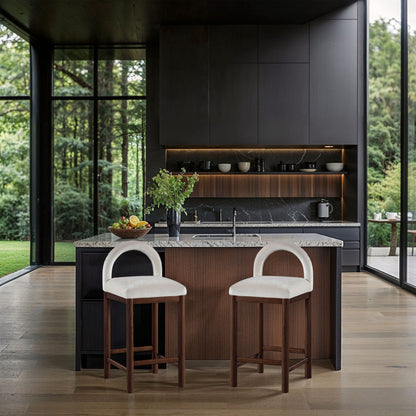 Conrad - Velvet Counter Stool With Brown Legs