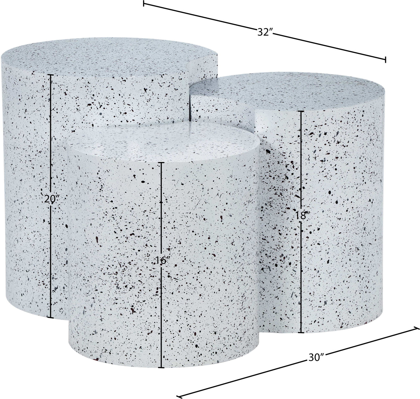 Dimple - 20" 3 Piece Modular End Table - Terazzo Finish