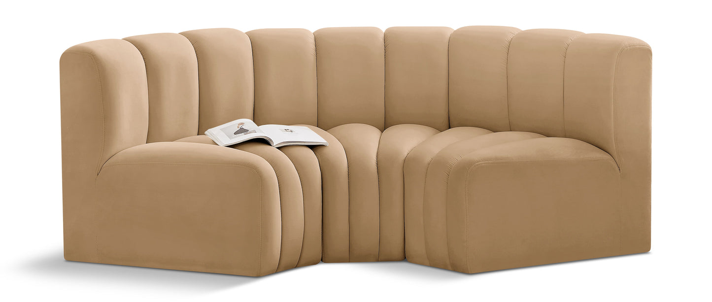 Arc - Velvet 3 Piece Modular U-Shaped Sofa