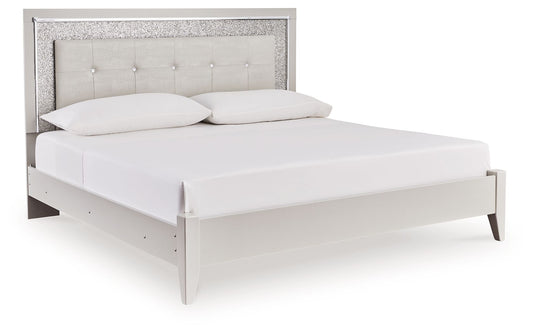 Zyniden - Plata - Cama con panel tapizado King