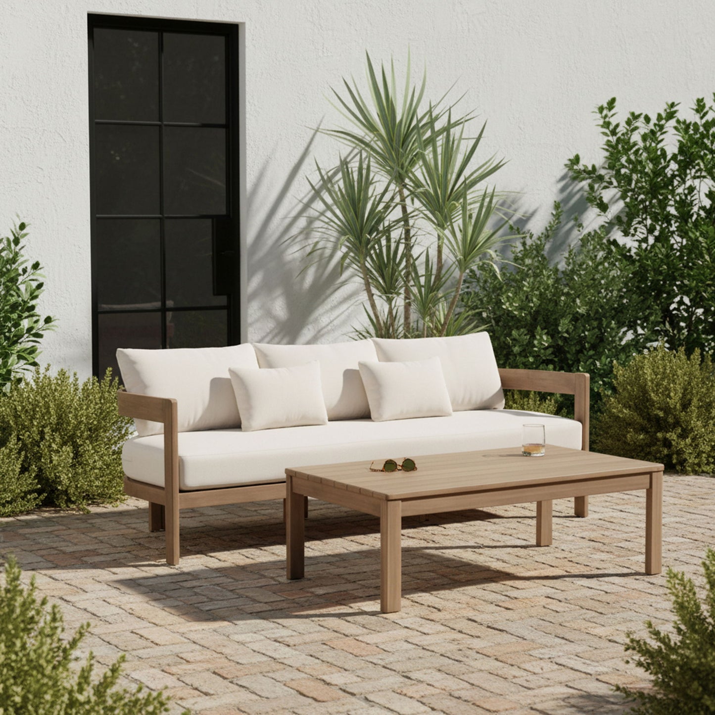 Newport - Water Resistant Fabric 86.75" Upholstered Outdoor Patio Sofa