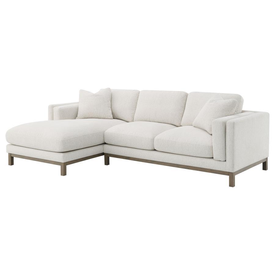 Geneva - Boucle Upholstered Sectional Chaise Sofa - Sand