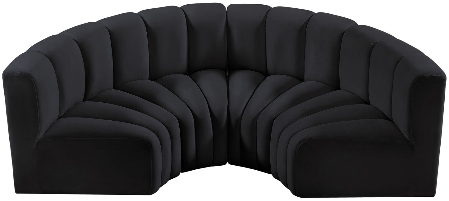 Arc - Velvet 4 Piece U-Shaped Modular Sofa