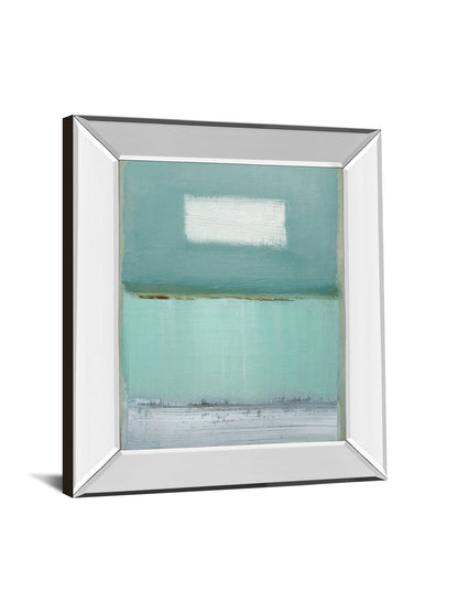 Azure 1 By Caroline - Mirror Framed Print Wall Art - Light Blue