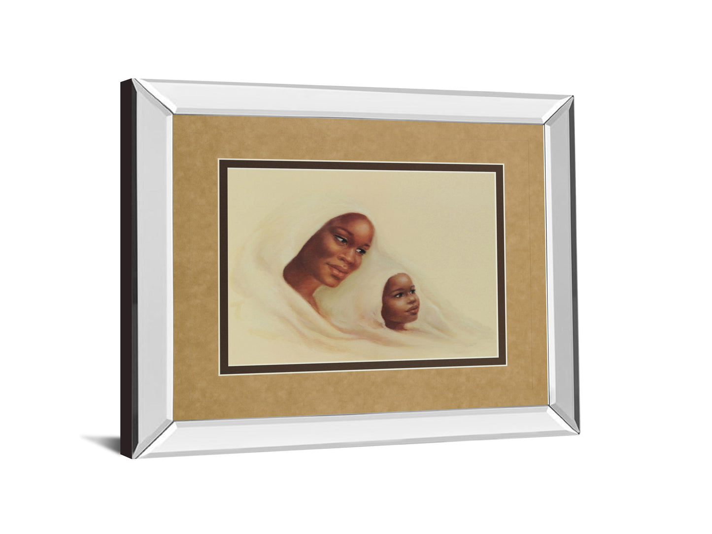 Two Generations - Mirror Framed Print Wall Art - Beige
