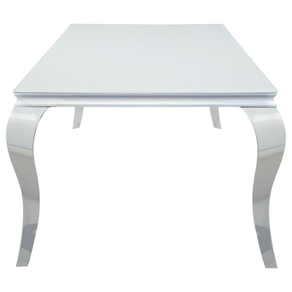 Carone - Mesa de comedor rectangular con tapa de cristal