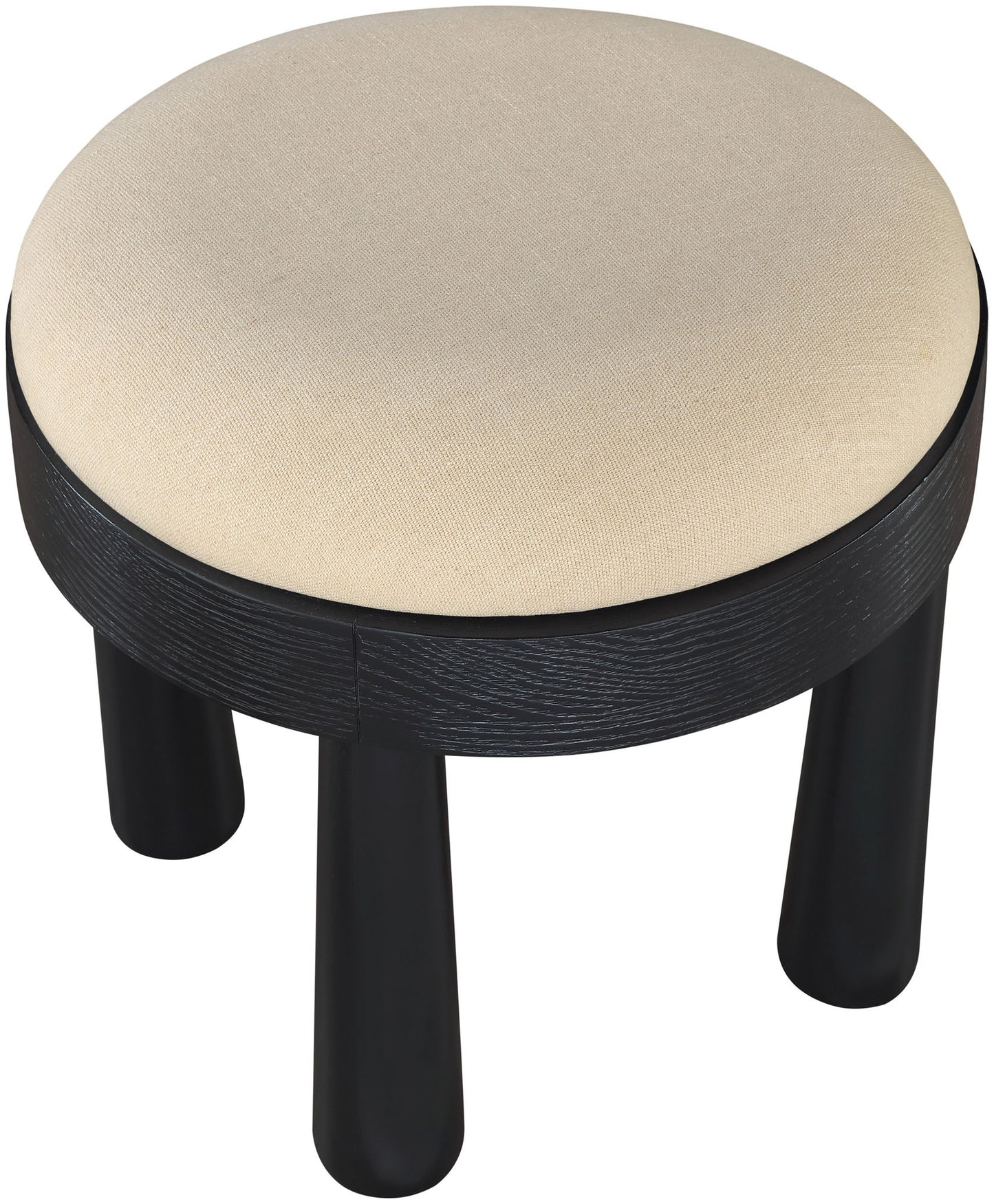 Larea - Linen Textured Fabric Ottoman - Black Base