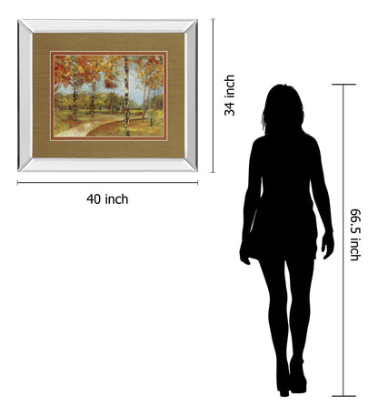 Autumn Path By Carmen Dolce - Mirror Framed Print Wall Art - Light Brown