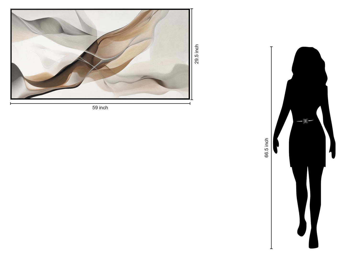 "Ethereal Waves" Hand-Embellished Canvas In Frame - Neutral / Beige / Brown