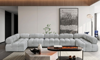 Ames - 7 Piece Boucle Fabric Modular Sectional