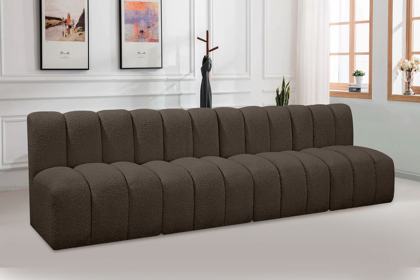 Arc - Boucle Fabric 4 Seats Modular Sofa