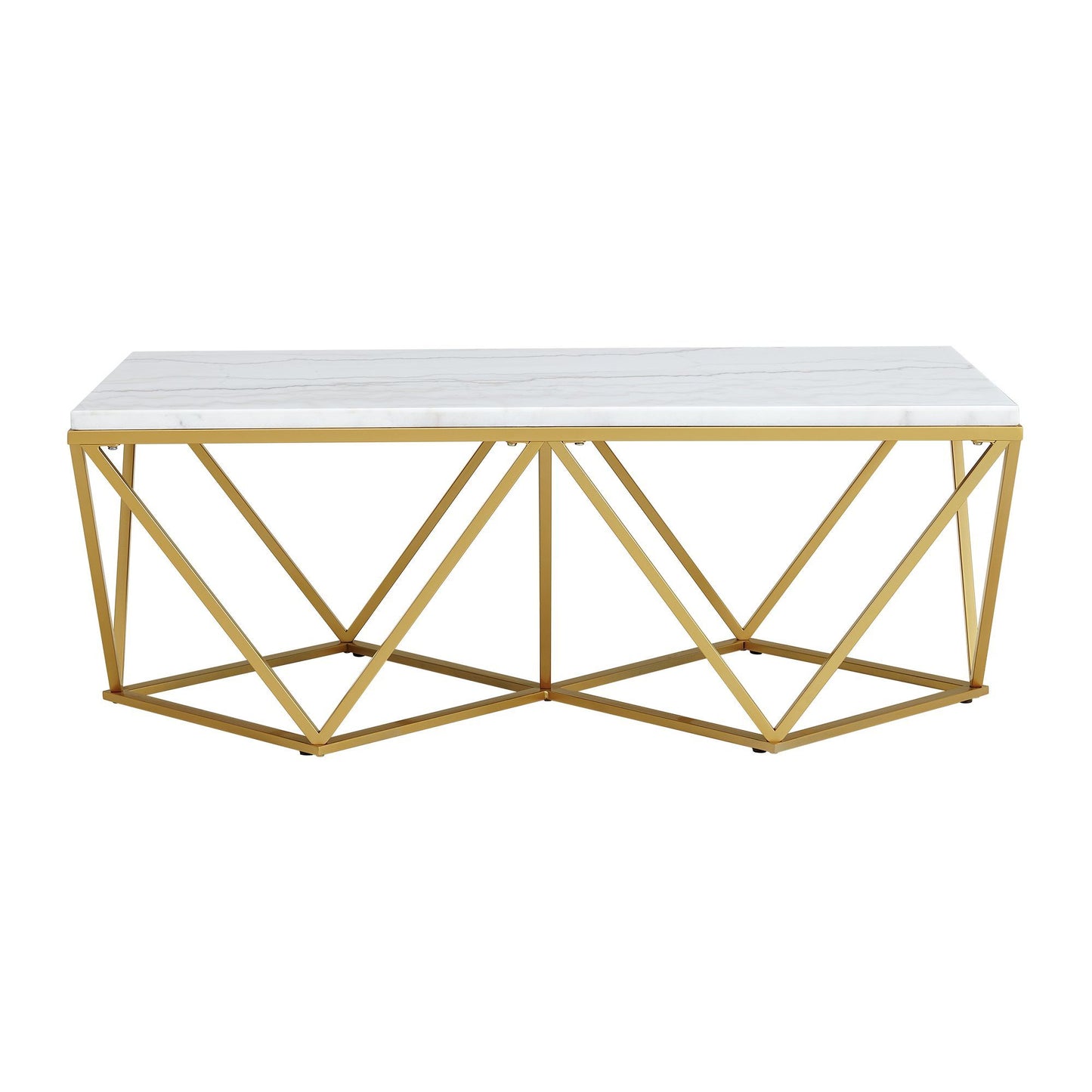 Riko - Mesa de centro rectangular con pata de metal - Dorado