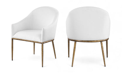 Ferro - Upholstered Dining Arm Chair With Brushed Gold Legs