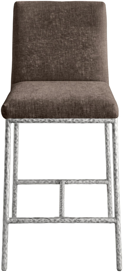 Reeves - Chenille Fabric Upholstered Counter Stool (Set of 2) - Silver Base