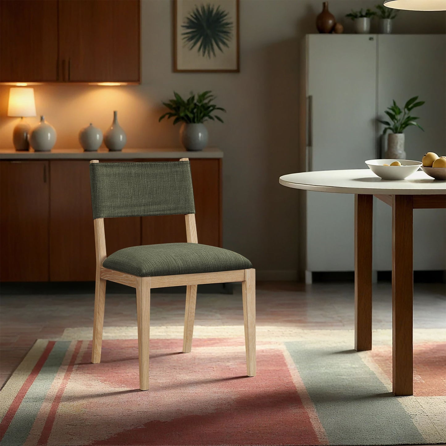 Avon - Linen Textured Performance Fabric Upholstered Dining Side Chair (Set of 2)