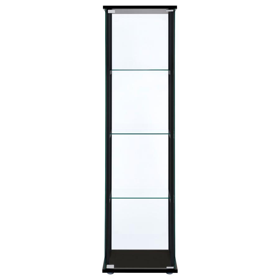 Cyclamen - Mueble Curio de cristal con 4 estantes - Negro y transparente