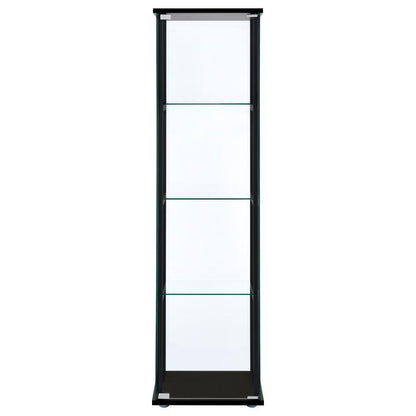 Cyclamen - Mueble Curio de cristal con 4 estantes - Negro y transparente