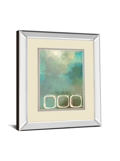 Retro In Aqua And Khaki Il By Laurie Maitland - Mirror Framed Print Wall Art - Beige