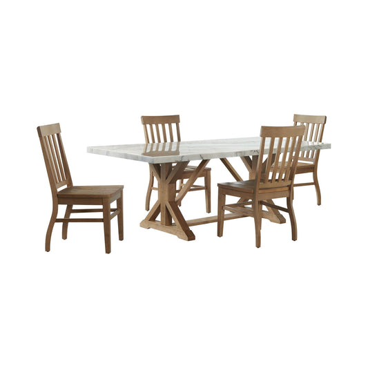 Lakeview - Juego de comedor rectangular de 5 piezas, mesa y cuatro sillas - Blanco