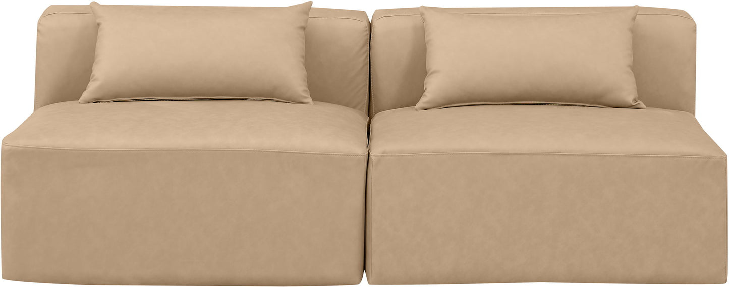 Cube - Modular 2 Piece Armless Sofa - Tan