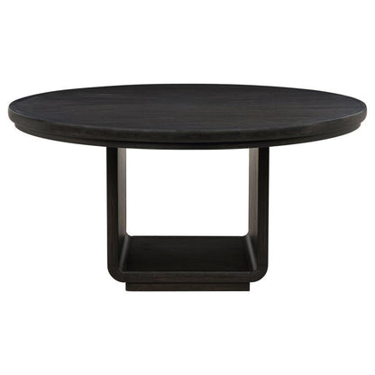 Leandro - 7 Piece Round Dining Table Set - Burnished Black