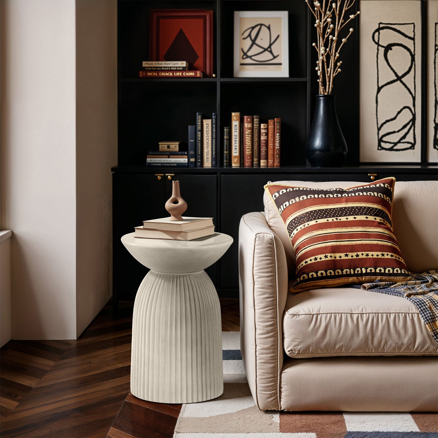 Opani - Concrete End Table - Taupe