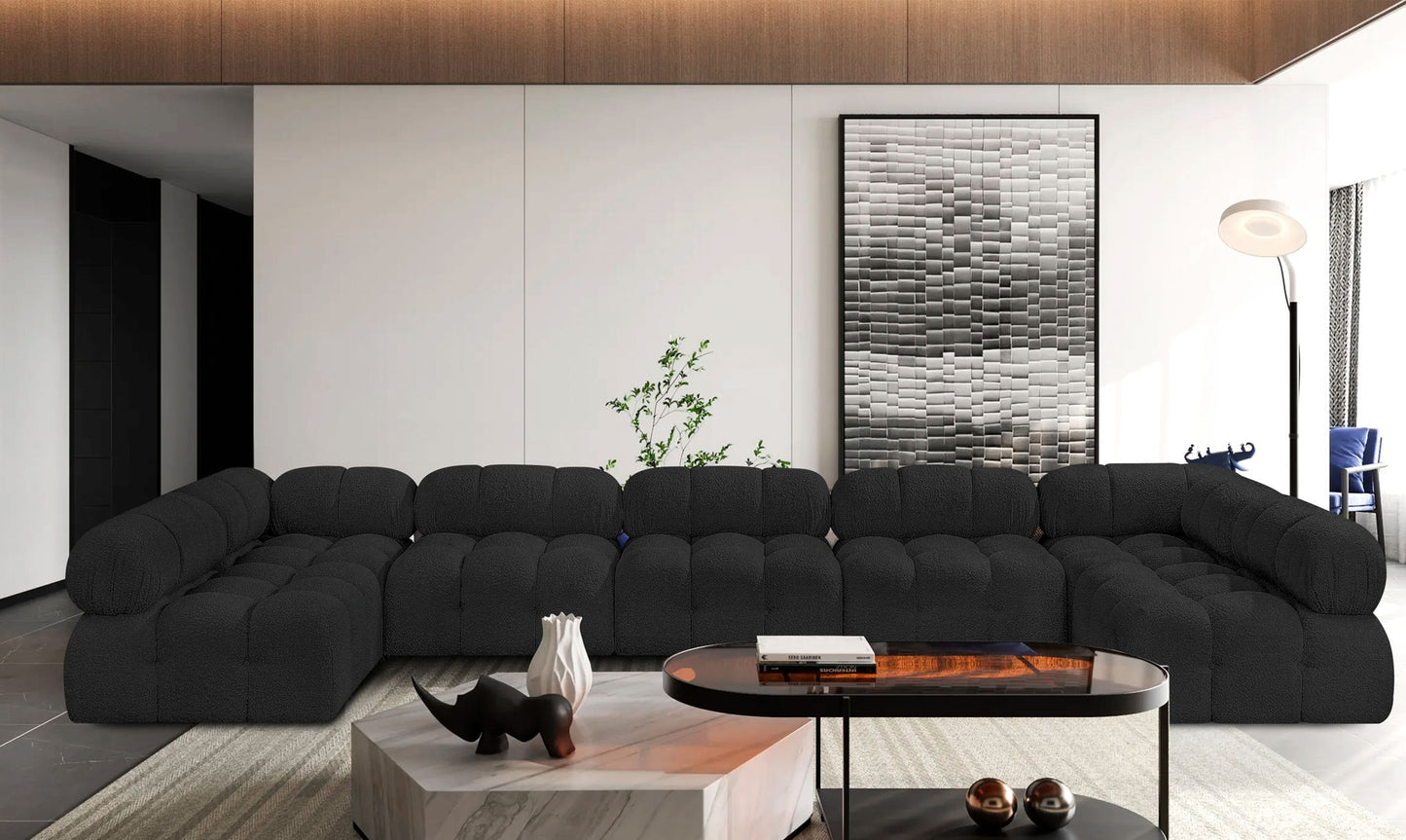 Ames - 7 Piece Boucle Fabric Modular Sectional