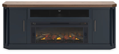 Landocken - Bicolor - Mueble TV 83" Con Chimenea Eléctrica