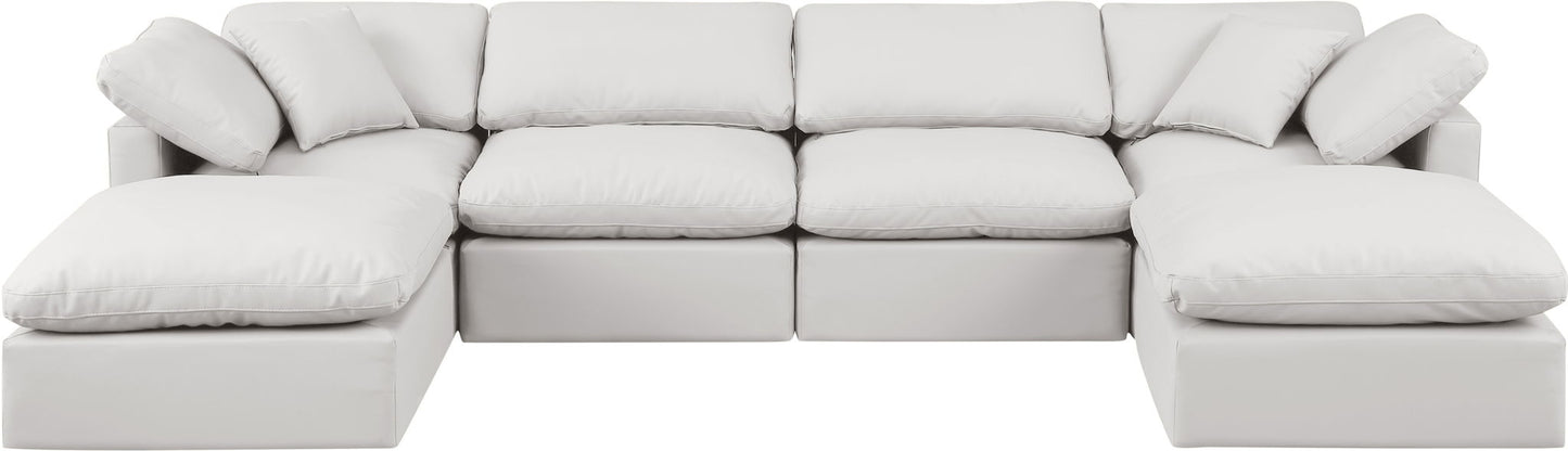 Indulge - Faux Leather 6 Piece Modular Double Chaise Sectional