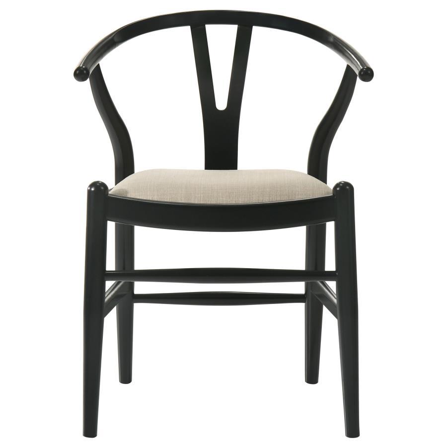 Cortona - Silla auxiliar de comedor danesa con respaldo en forma de Y (juego de 2) - Negro y beige