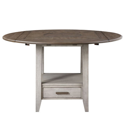 Abacus - Drop Leaf Counter Table - Alabaster / Honey