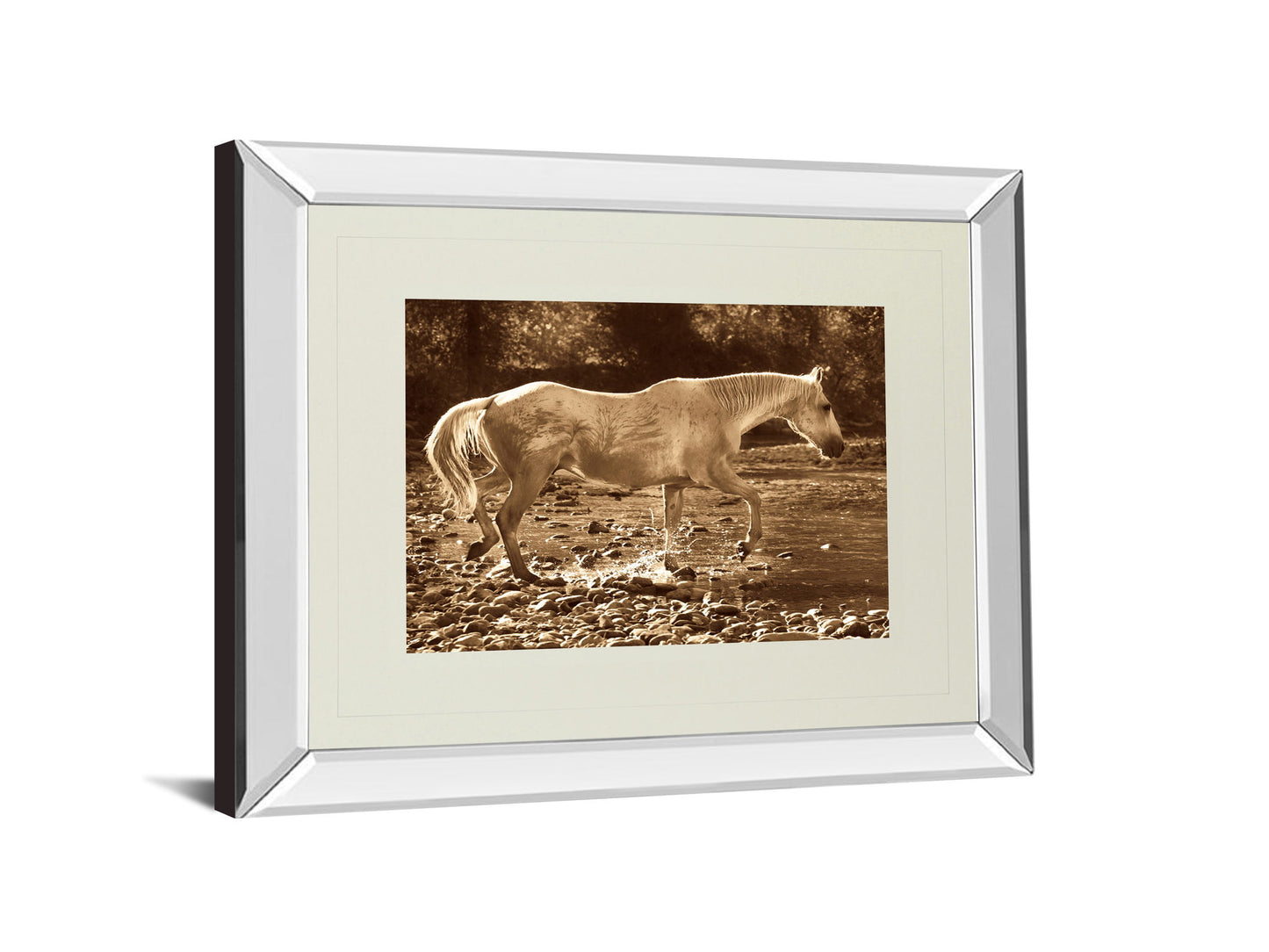The Crossing By Wendy Caro - Mirror Framed Print Wall Art - Light Brown