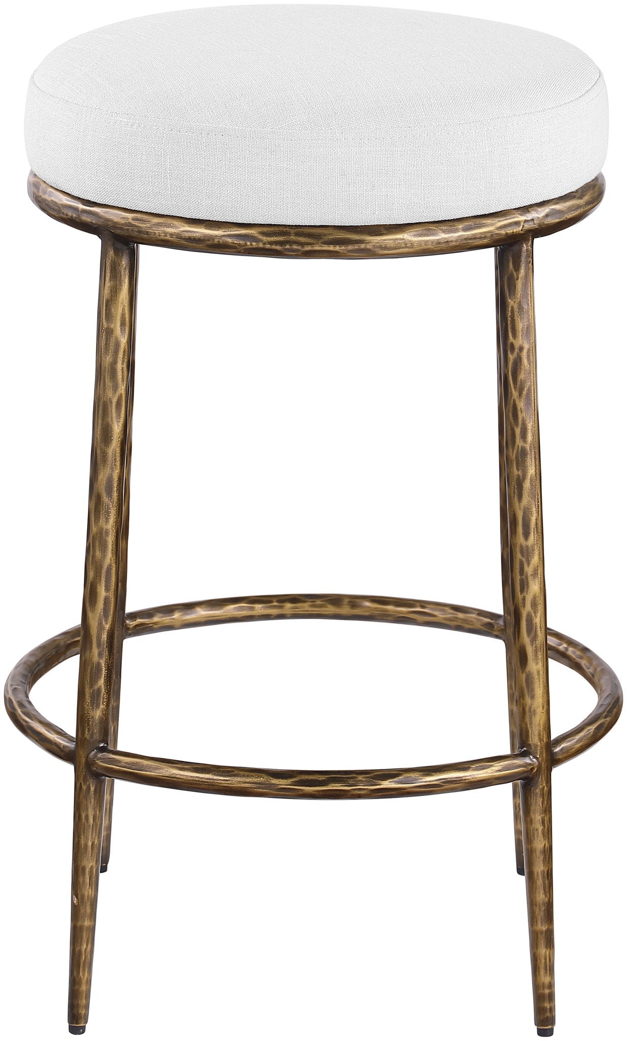 Ferro - Upholstered Backless Counter Stool With Brushed Gold Base