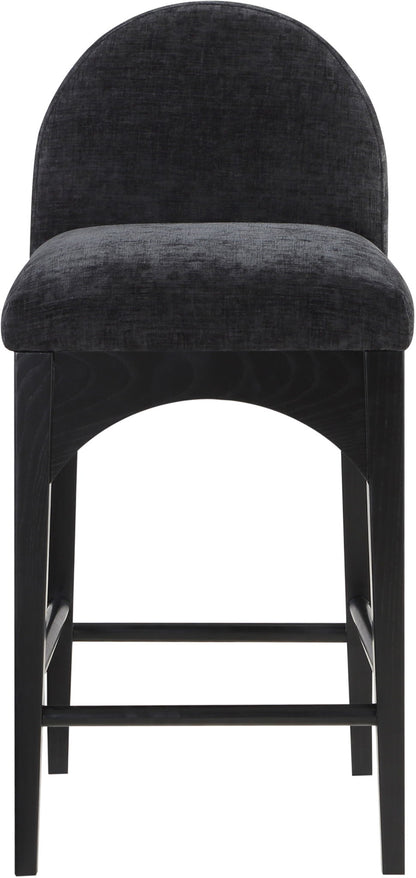 Waldorf - Chenille Stool With Black Legs