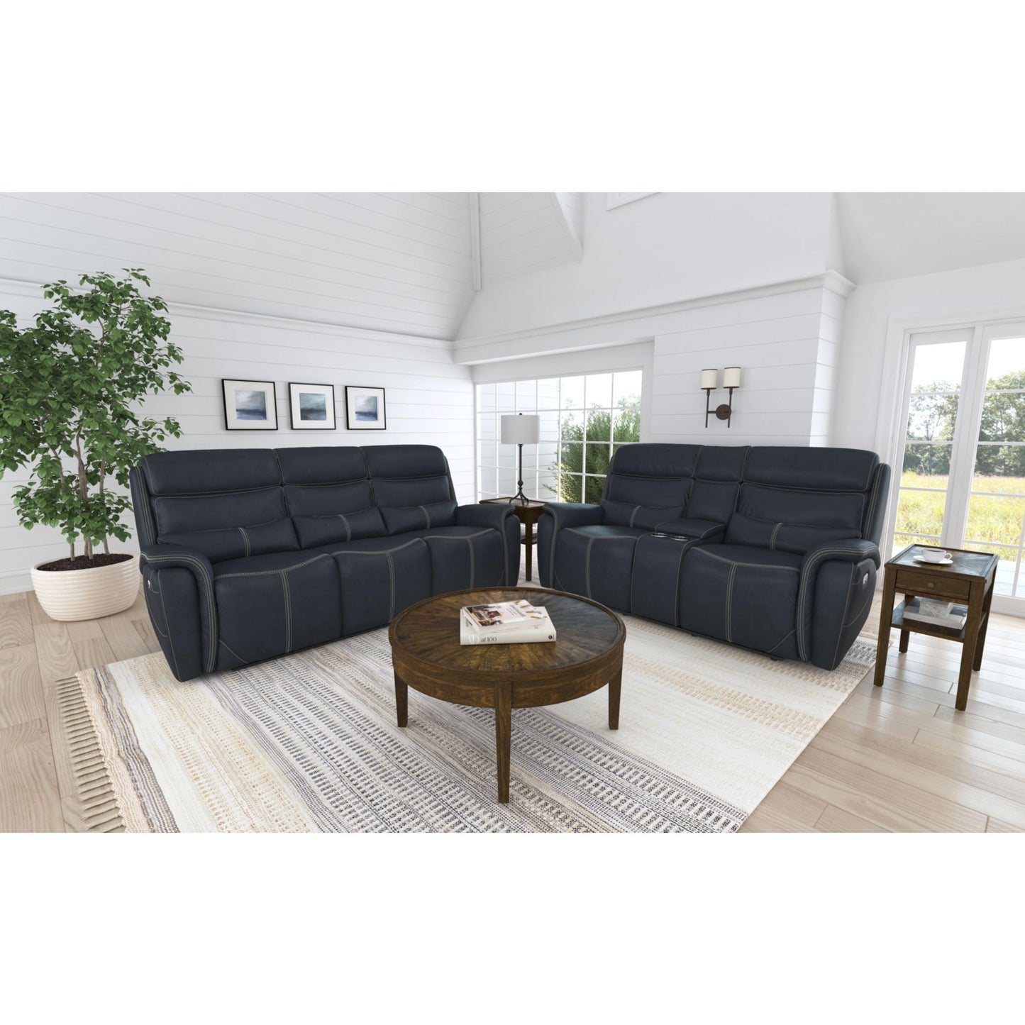 Aruba - 2 Piece Living Room Set (Sofa & Loveseat) - Pebble Navy