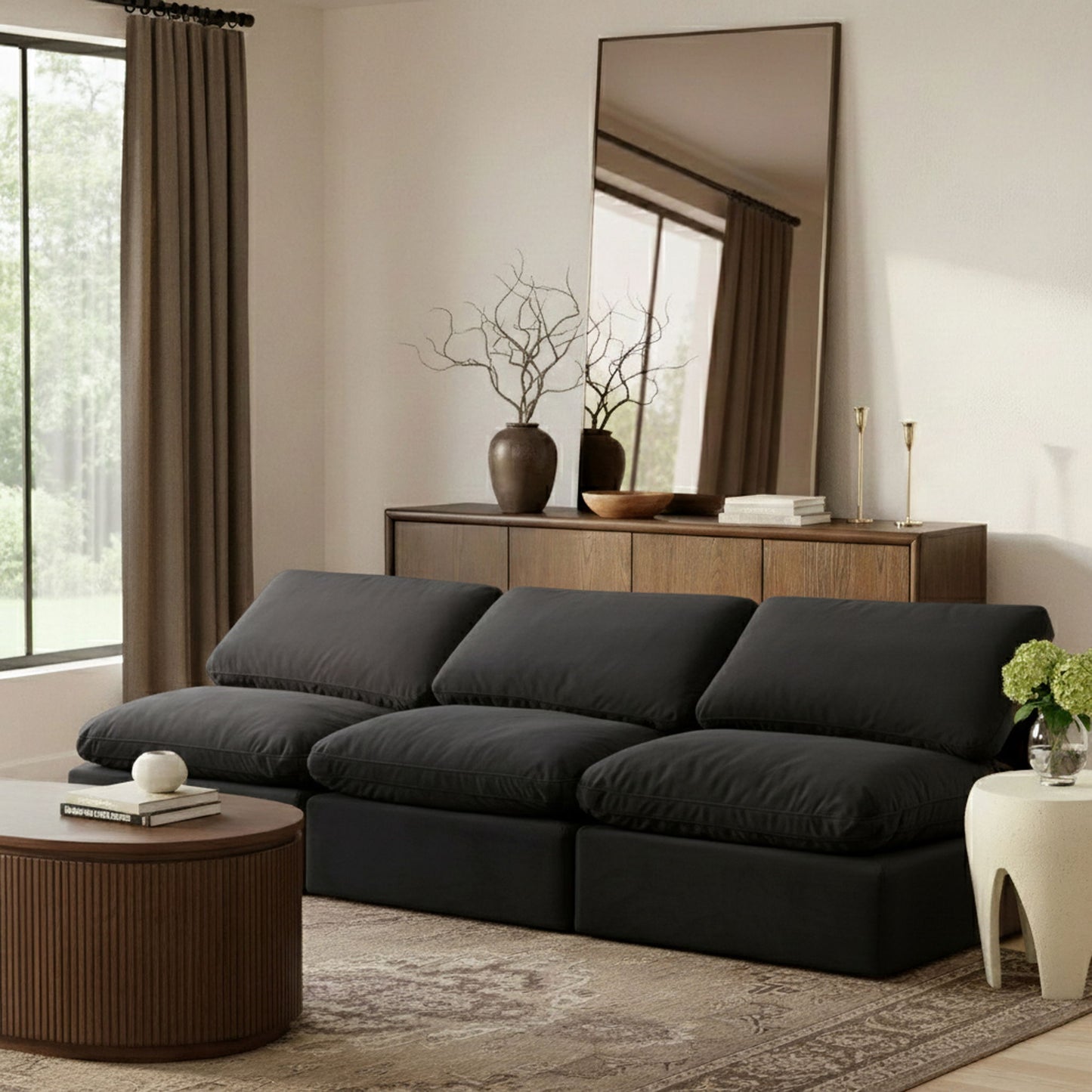 Indulge - Velvet 3 Seat Modular Armless Sofa