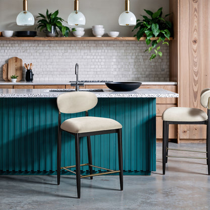 Riccio - Fabric Stool - Black Frame