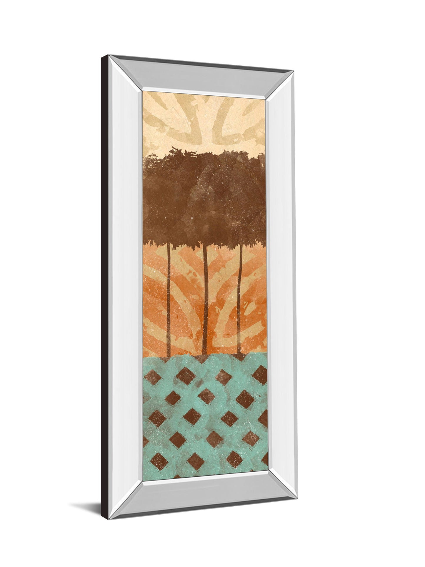Tribal Trio Il By Alonzo Saunders - Mirror Framed Print Wall Art - Light Brown