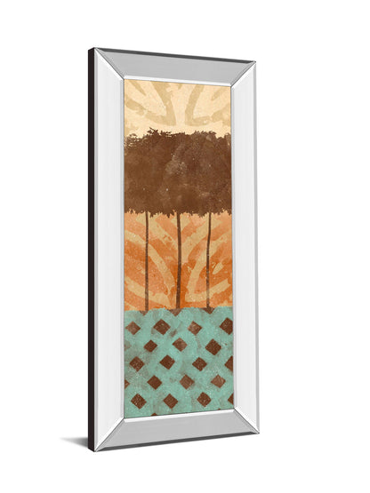 Tribal Trio Il By Alonzo Saunders - Mirror Framed Print Wall Art - Light Brown