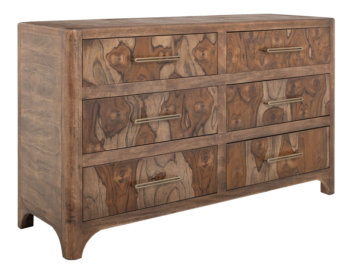 Praga - 6-Drawer Dresser - Almond / Barrel Brown