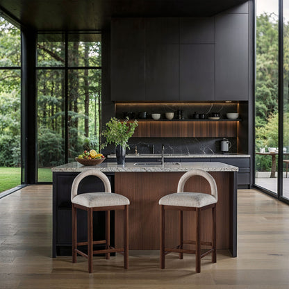 Conrad - Linen Counter Stool With Brown Legs