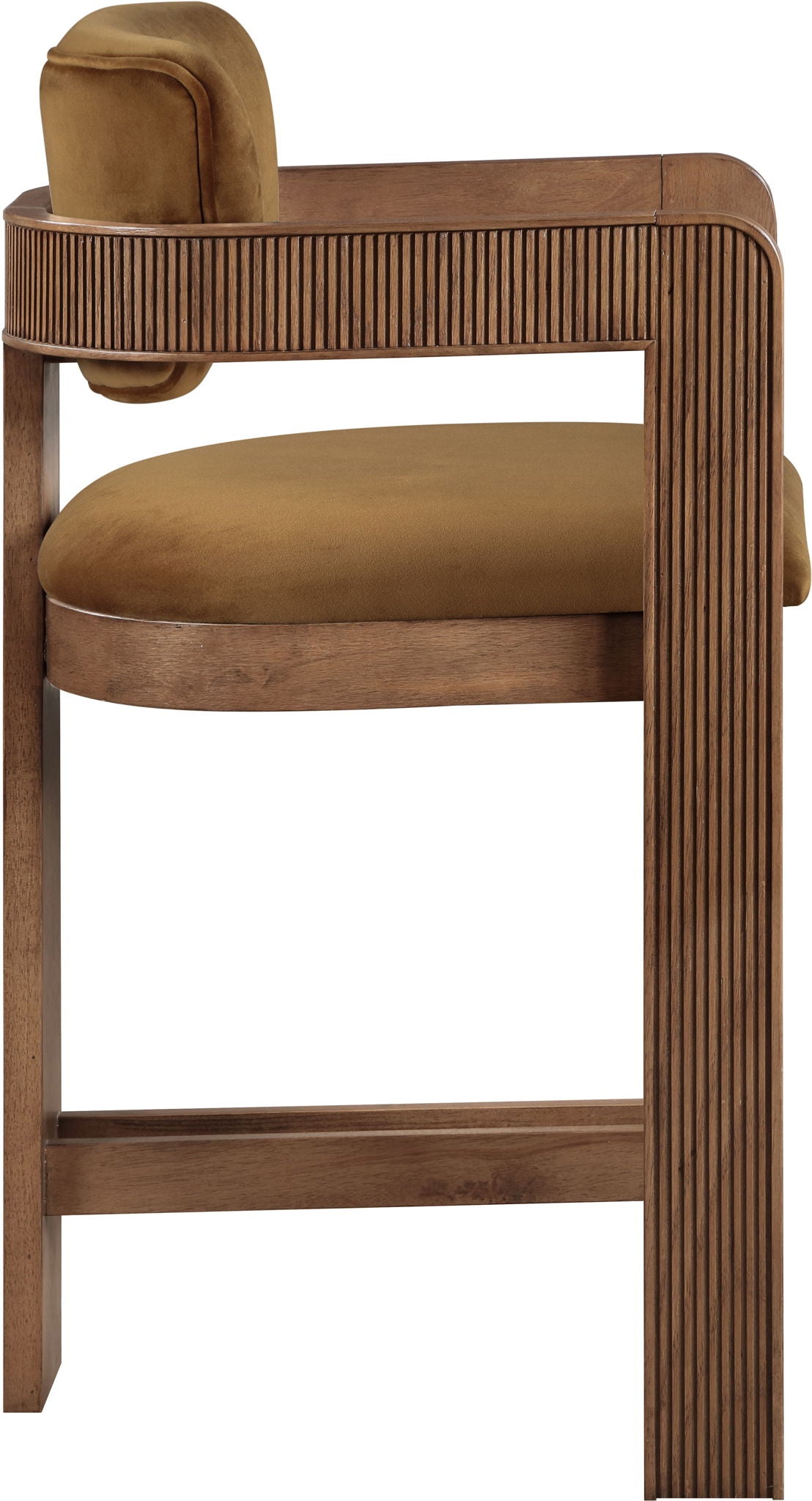 Sacha - Velvet Stool With Brown Base