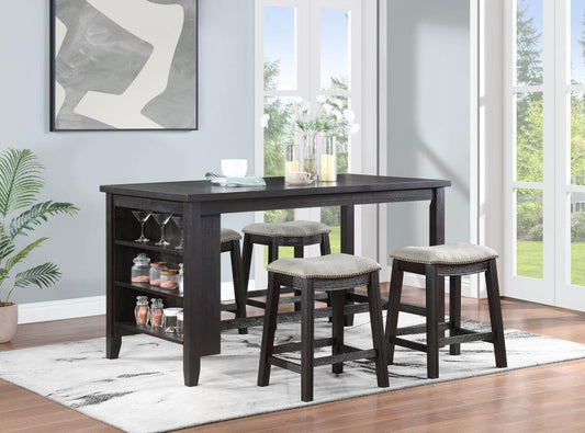 Elliston - 5 Piece Counter Height Dining Table Set - Dark Gray