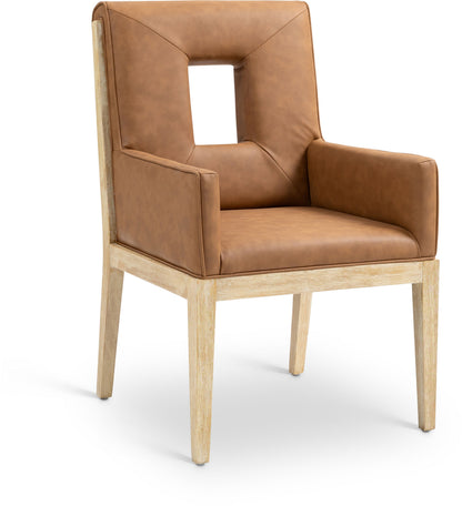 Gwendolyn - Faux Leather Dining Arm Chair With Natural Frame